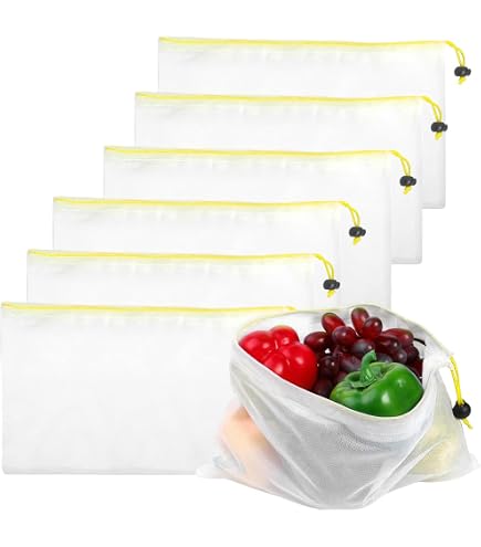 10 Sacs Filet Réutilisables 35x30cm - Shopping Zéro Déchet - Lavables Anti-Moisissure - Nylon Respirant