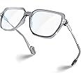 VISOONE Blue Light Blocking Glasses with Chic Square TR90 Frame and Metal Temple for Women Men REMY