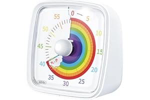 Xinbeiya Minuteur Visuel avec Veilleuse, Minuteur à Rebours de 60 Minutes pour Enfants et Adultes, Minuteur Enfant avec Motif Arc-en-Ciel （Blanc）