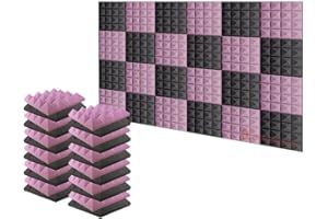 Arrowzoom 24 Pannelli Fonoassorbenti Piramidali 25x25x5cm Correzione Acustica 26kg/m3 500-8000Hz Isolamento Trattamento Acustico Studio registrazione Insonorizzazione 1034 NERO BORGOGNA