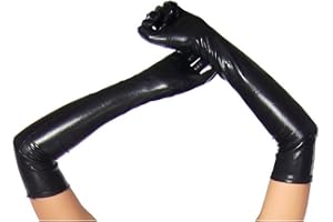krautwear® Gants de soirée longs aspect cuir pour femme - Aspect mouillé - Longueur : env. 53 cm