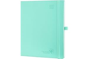POPRUN Agenda 2023 2024 Semainier Vertical 26,5x21,5cm - 17 Mois Agenda Scolaire D'août 2023 à déc 2024 - Couverture Souple en PU Cuir, Intervalles de 30 minutes, Papier Certifié FSC®, Vert Menthe