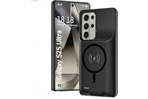 FRATERNIZE Schutzhülle für Samsung Galaxy S25 Ultra, 10.000 mAh, magnetisch, kompatibel mit kabellosem Laden, Schutzhülle für Backup-Batterie, Schwarz