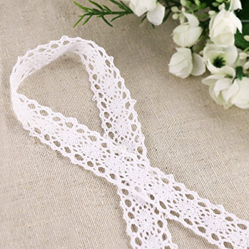 10 Meter Spitzenborte weiß Spitzenbordüre Vintage Spitzenband Dekoband,Spitze, Schleife,Schleifenband Weihnachts Hochzeit Borduere Geschenk (Weiß) - 2
