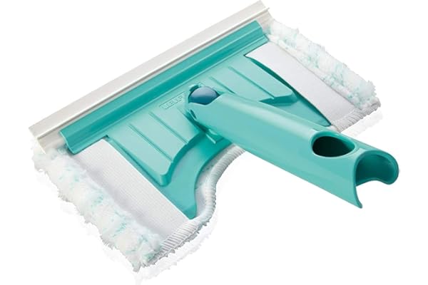 Leifheit Nettoyeur de douche Bath Cleaner micro duo, Tête de nettoyage rotative 360 degrés, Nettoyeur baignoire housse microfibre pour robinetterie, Balai carrelage et joints avec raclette