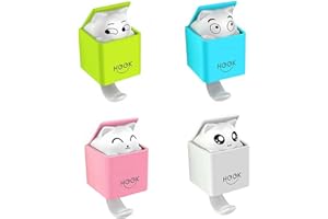 YUFANA 4 Piezas Ganchos Adhesivos de Colores Colgador Infantil para Pared,Ganchos Adhesivos de Pared Animales Ganchos de Pared de Plástico,para Baño Cocina Dormitorio Llaves,Ropa,Paraguas,Bufandas