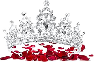 Corona Sposa Principessa Corona Argento, FUKPO Tiara Fascia Sposa Strass Corona Regina, Diadema Principessa Donna per Feste Prom Compleanno Matrimonio Tiara Capelli Accessori
