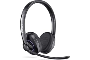 WEATWO Wireless Headset Class 1 V5.1 Bluetooth Headset with CVC8.0 Dual Microphone Noise Cancelling Wireless Headphone for Mobile Phone PC Teams Zoom Home Office, 30H+ Talk Time, Comfort Fit