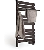 Sèche-serviettes électrique à température constante avec étagère supérieure, radiateur sèche-serviettes mural en aluminium Space pour salle de bain avec crochets amovibles (câblage noir) (prise noire