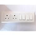 Modular Surface Combined Box ONLY for Wall Mounted 8M Horizontal Box with 4 Switch(6A) and 2 Socket (6A) Polycarbonate Material Complete Set PCS 1 Color White