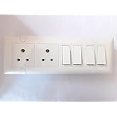 Modular Surface Combined Box ONLY for Wall Mounted 8M Horizontal Box with 4 Switch(6A) and 2 Socket (6A) Polycarbonate Materi