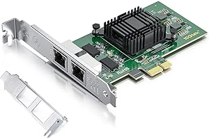 ‎H!FIBER.COM Gigabit Dual NIC with Intel 82576 Chip, 1Gb Network Card Compare to Intel E1G42ET NIC, 2 RJ45 Ports, PCI Express 2.0 X4, Ethernet Card with Low Profile for Windows/Windows Server/Linux