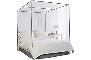 Lqdpdd Himmelbett Moskitonetzhalter Vier Eckbett,Edelstahl Baldachin Moskitonetz Baldachin Rahmen, Bettüberdachung, Gestell für Twin/Full/Queen/California King,21mm,1.5×2m(5×6.5ft) Bed