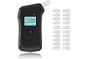 HEEGFF Alkoholtester, Promillemessgerät, Polizeigenau Alkoholmessgeräte mit 20 Mundstücken Blauer LCD-Anzeige Alkohol Tester für Den Einsatz zu Hause Oder Auf Partys