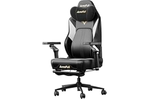 AutoFull M6 Pro Gaming Chair with Ventilated & Heated Seat, Ergonomic Office Chair with Dynamic Lumbar Support, 6D Adjustable Armrests & Telescopic Footrest, Black
