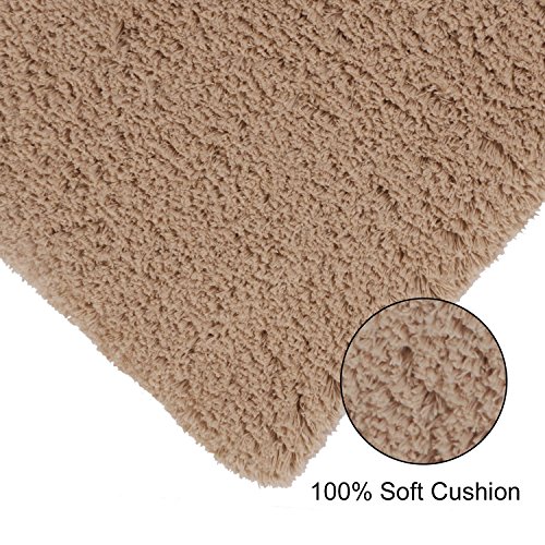 Lifewit Badematte Weiche Badevorleger Mikrofaser Badeteppich Rutschfest Antibakteriell Gummi Teppich 80x120cm Khaki - 5