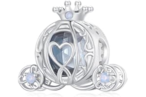 NINGAN Magical Series Charm Pendant in Sterling Silver with Pearl Pendants Pumpkin Couch, Flying Carpet, Magic Lamp, Magic Bunny, Castle, Crystal Shoes Birthday Gift Compatible with Women Bracelet Necklace