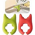 YJ&Z 2 Pack Silicone Spoon Rest for Stovetop, Silicone Pot Clip Kitchen Spoon Holder Steam Releaser for Pot, Compact Heat Resistant Non-slip Fun Kitchen Gadget
