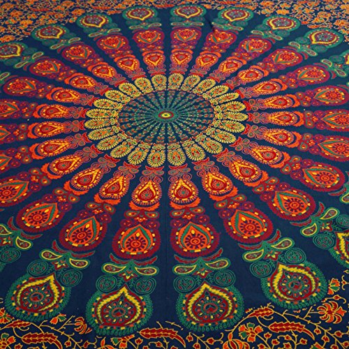 Blaue Mandala Tapestry Indian Cotton Tapestry Twin Größe Wandbehang Decor - 4