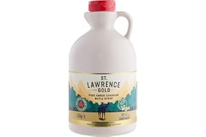 St Lawrence Gold 100% Pure Canadian Maple Syrup 1 Litre - Grade A, Amber - Rich, Caramel Butter Syrup for Pancakes, Waffles, Cooking and Glazing - Gluten Free, Vegan, Bulk Buy