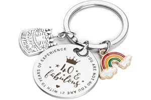 Hightopup Keyring 40th birthday gifts for women/men personalised 40 years old birthday keychain ideas 40th birthday gift presents for her/him 40th birthday gifts for friends 40 and fabulous