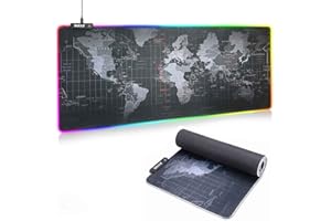 BAKAJI Tappetino Mouse Tastiera Gaming con Luce LED RGB 7 Colori 14 Modalità di Cambio Colore Dimensione 90 x 40 cm XXL Tappeto Mousepad in Tessuto Ultraliscio Impermeabile Base Antiscivolo