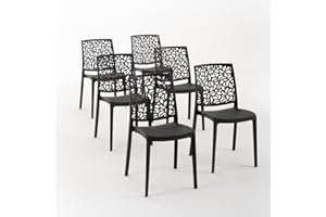 RATTATAN Anna - Chaises en résine renforcée de Fibre de Verre, empilables, Usage intérieur et extérieur (6, Anthracite)