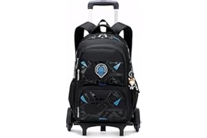 Amythe Zaino Trolley per Bambini Zaini Scuola Elementare, Zainetto Ragazzi da Viaggio con Carrello e Maniglia Telescopica, 6 Ruot