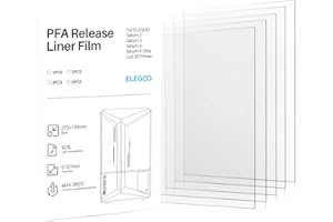 ELEGOO Lots de 5 Film PFA pour Saturn 2, Saturn 3, Saturn 4, Saturn 4 Ultra et Saturn 4 Ultra 16K Imprimante 3D, 273 x 176mm² et 0,127mm d'Épaisseur avec une Fonctionnalité de Libération plus Forte