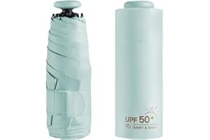 ERISED'S BIFROST Mini Paraguas de Viaje con Protección UV UPF 50 99,9 % , Compacto/Ligero, Pequeño Portátil, Mochila/Bolso Plegable Paraguas de Bolsillo, Resistente a La Lluvia/Bloqueo/para Mujeres y Niños