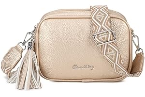 OLIVIA WONG Bolso bandolera mujer pequeño de cuero PU dos compartimentos y dos bandoleras, bolso mensajero para cruzar polipiel regalo original para mujer