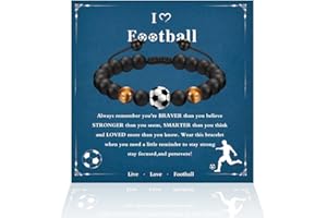 ARHZ 1 Pezzi Bracciale Ragazzo, Regali Braccialetto Di Calcio Per Ragazzi, Regali Di Compleanno E Natale Per Ragazzo, Regali Per Figli, Braccialetto Di Calcio In Pietra Naturale 3D