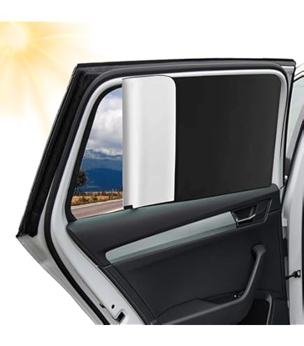 Parasole Per Auto - 2 Pezzi 40x21cm Per Finestrini Laterali E Posteriori, Rete Nera Sicura - Foto 9