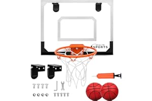 NaXew Indoor Basketball Hoop for Bedroom | Wall Mounted/Over Door Mini Basketball Hoop Includes Basketball and Net