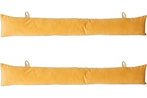 Nicola Spring Door Draught Excluder - 80 x 12cm - Yellow - 2pc - Velvet Indoor Decorative Wind Stopper Home Interior Air Strip Wind Seal Window Draft Snake Sound Blocker for Home, Office Doors