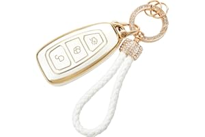 luwiscook Car Key Cover with Keychain Lanyard, 3 Buttons Smart Soft TPU Key Fob Protection Case for Ford Focus C-Max Galaxy B-Max Grand C-Max Kuga Mondeo S-Max