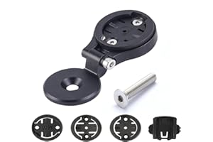 BSSOK Supporto da bicicletta per Garmin Edge, Wahoo Elemnt, Bryton, Cateye, lega di alluminio, supporto manubrio regolabile (Nero con tappo a stelo)