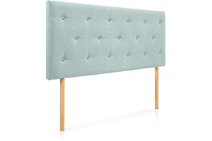 SUEÑOS ZZZ SUENOSZZZ-ESPECIALISTAS DEL DESCANSO Cabecero de Cama Helsinki con Patas nórdicas y tapizado en Tela para Camas de 135 (145 x 100 cm) Tela Verde Agua