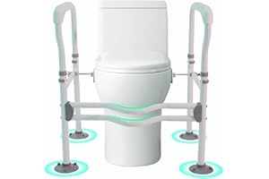 Fiutazge alzador WC Adulto móvil,Robustos Elevador WC Adulto con Patas Regulables y Reposabrazos,Barras minusvalidos,Adaptador WC Mayores con Grandes ventosas Antideslizantes, Blanco