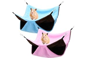 olyee 2 Stück Meerschweinchen Hängematte, Hängematte für Kleintiere, Kuschelhöhle Meerschweinchen, Weiche und Warme Haustiere Käfig Haustier Hängematte für Hamster, Frettchen Käfig, Einfarbiges