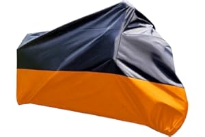 JOYIAL Motorbike Cover Waterproof Outdoor, 210D Polyester Indoor Outdoor Rain UV Dust Protective Covering, Impermeable Accessories Motorcycle Cover(COLOR:black orange)