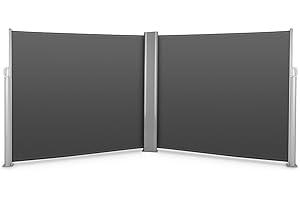 blumfeldt Bari Doppio 616 - Doppel-Seitenmarkise, Standmarkise, Seitenrollo, Sichtschutz, Sonnenschutz, Polyester, pro Seite 300x160cm, ausziehbar, UV-beständig, selbstspannend, anthrazit