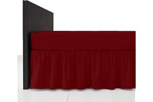 Comfy Nights Plain Dyed Polycotton Easy Care Frilled Base Valance In 19 Colors (Super King, Wine/Burgundy)