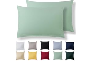 Alreya Kissenbezug 50 x 80 cm (2er Set) - Sommergrün - 100% Jersey Baumwolle - Kissenhülle für Kissen 50x80 cm, Jersey Kopfkissenbezüge, Superweicher Kissenbezüge 50x80 mit Reißverschluss