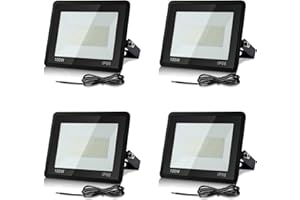 Lospitch 4PCS Foco LED para exteriores, Foco exterior de 100W, Foco reflector LED súper brillante de 8500LM, LED iluminación de seguridad IP66 6000K blanco frío, para jardín, garaje, campo deportivo