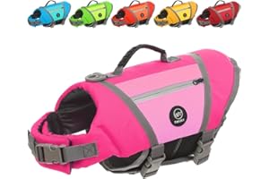 EMUST Dog Life Jackets, Durable Dog Life Jackets for Swimming, Boating with High Visibility, Stylish Dog Swimsuit with D-Ring for Dog Leash for Swimming, Boating, Kayaking, Pink, XL