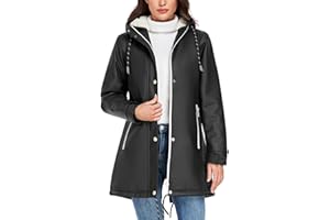 Vancavoo Giacca Antipioggia Donna Lungo Giubbotto Impermeabile con Cappuccio Invernale Caldo Parka a Vento per Campeggio all'aperto Escursionismo