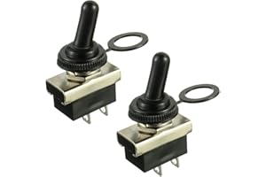 HUAREW KN3(D)-101 Interrupteur à bascule marche/arrêt 12V 25A 2 positions 2 broches étanche avec couvercle en caoutchouc (2 pièces)