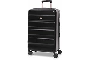 Aerolite Medium 24in 67L Lightweight ABS Hard Shell 4 Wheel Spinner Travel Hold Checked Check in Luggage Suitcase (Black)