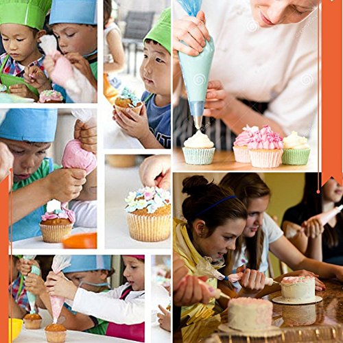 Magic Zone 30 in 1 Kuchen Dekorieren Zubehör, 24 Stück Professionelle Edelstahl DIY Vereisung Tipp Set Tools mit 4 wiederverwendbaren Kuppler & 2 Größen wiederverwendbare Silikon-Kuchen Dekorieren Gebäck Taschen im Aufbewahrungsetui - 6